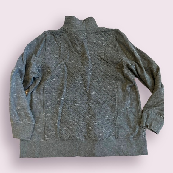 EUC L.L. Bean Gray Size 1X sweatshirt with leather pull quarter zip - Picture 2 of 5